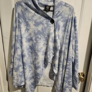 Bobeau Blue and White Tie-Dye Shrug
